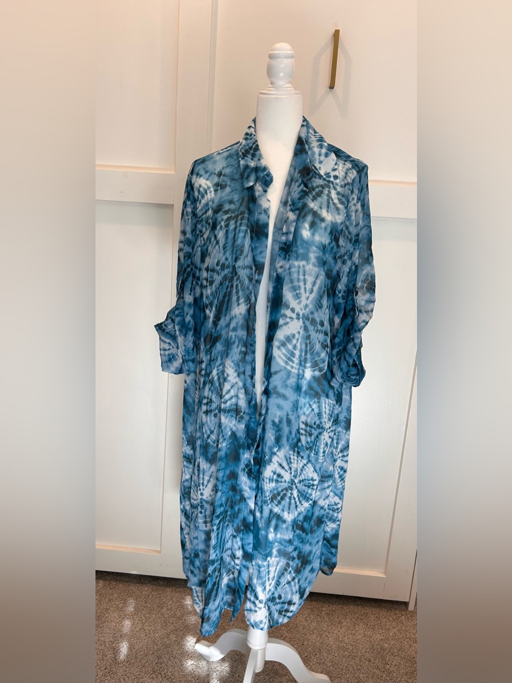 Blue Tie-Dye Beach Cover Up
